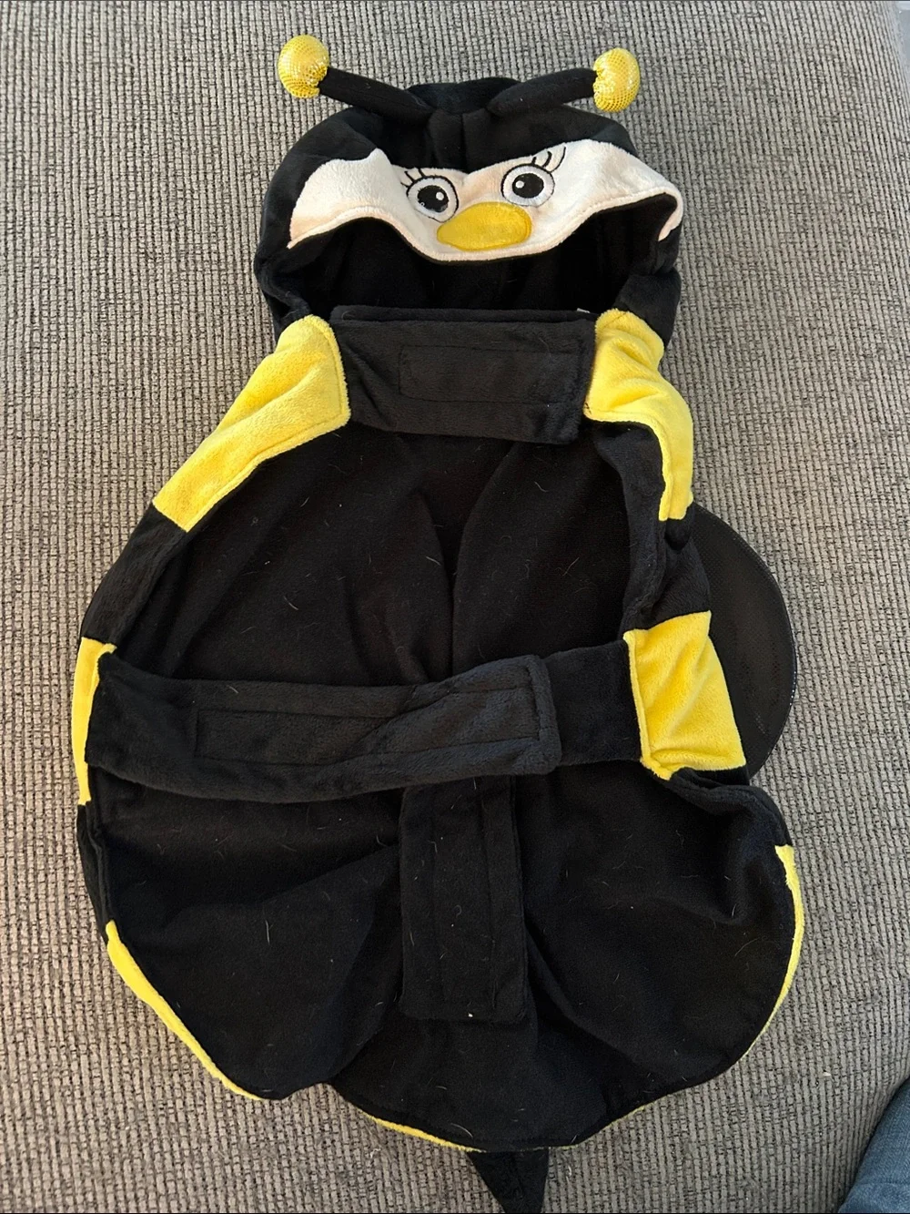Plush Bee Dog Halloween Costume - Yellow & Black Pet Outfit size large
